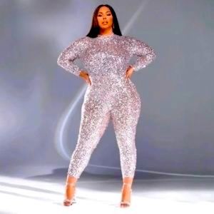 Never worn gorgeous plus size sequin jumpsuit